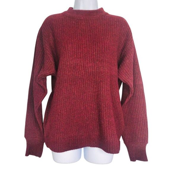 Vintage 60s Pennleigh Mens Sweater L Maroon Red Crew Neck Alpaca Wool - Picture 1 of 6